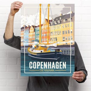 Copenhagen Denmark Vintage Travel Poster image 3