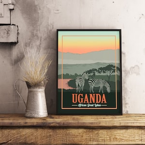 Ouganda - Poster de voyage vintage