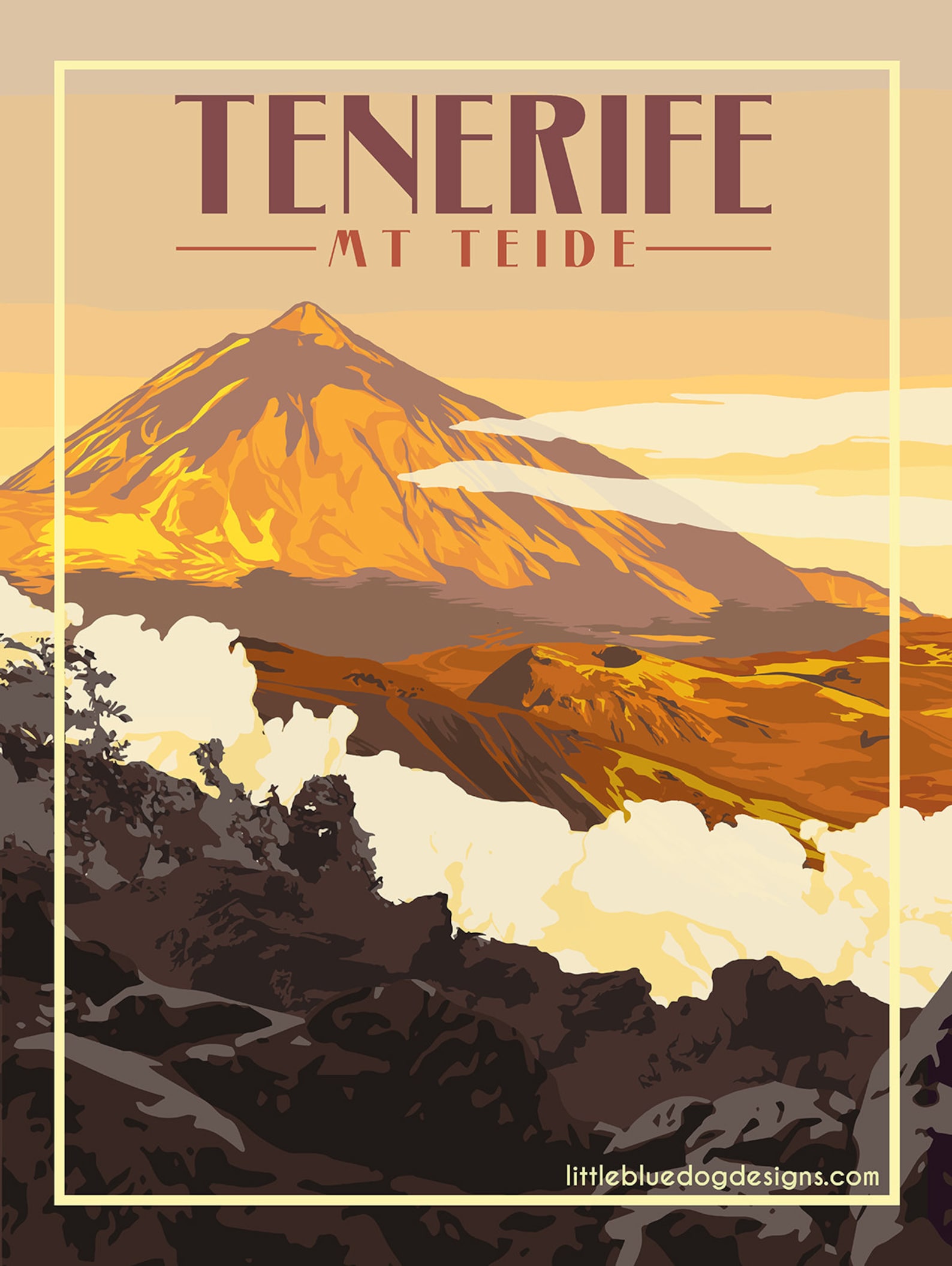 Tenerife Mt Teide Vintage Travel Poster Etsy UK