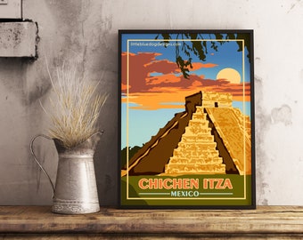 Chichen Itza Mexico - Vintage Travel Poster