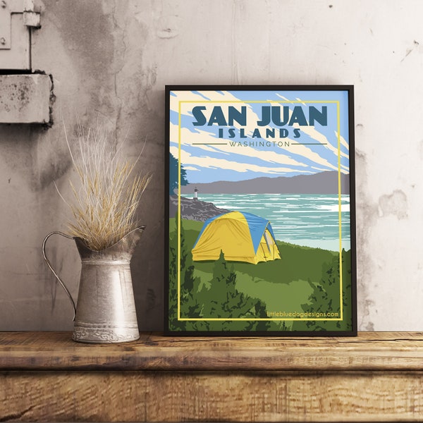 San Juan Islands WA - Vintage Travel Poster
