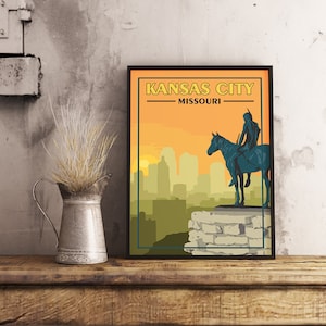 Kansas City MO - Poster de viagens vintage
