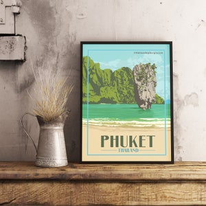 Phuket Thaïlande - Poster de voyage vintage