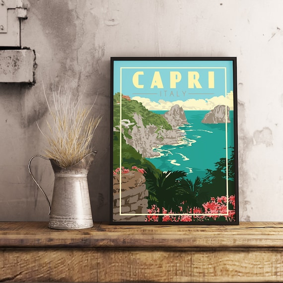 Capri Italy Vintage Travel Poster | Etsy