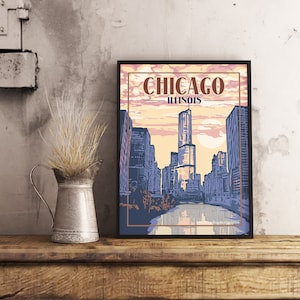 Chicago IL - Poster di viaggio vintage