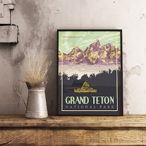 Parco nazionale Grand Teton Wyoming - Poster di viaggio vintage