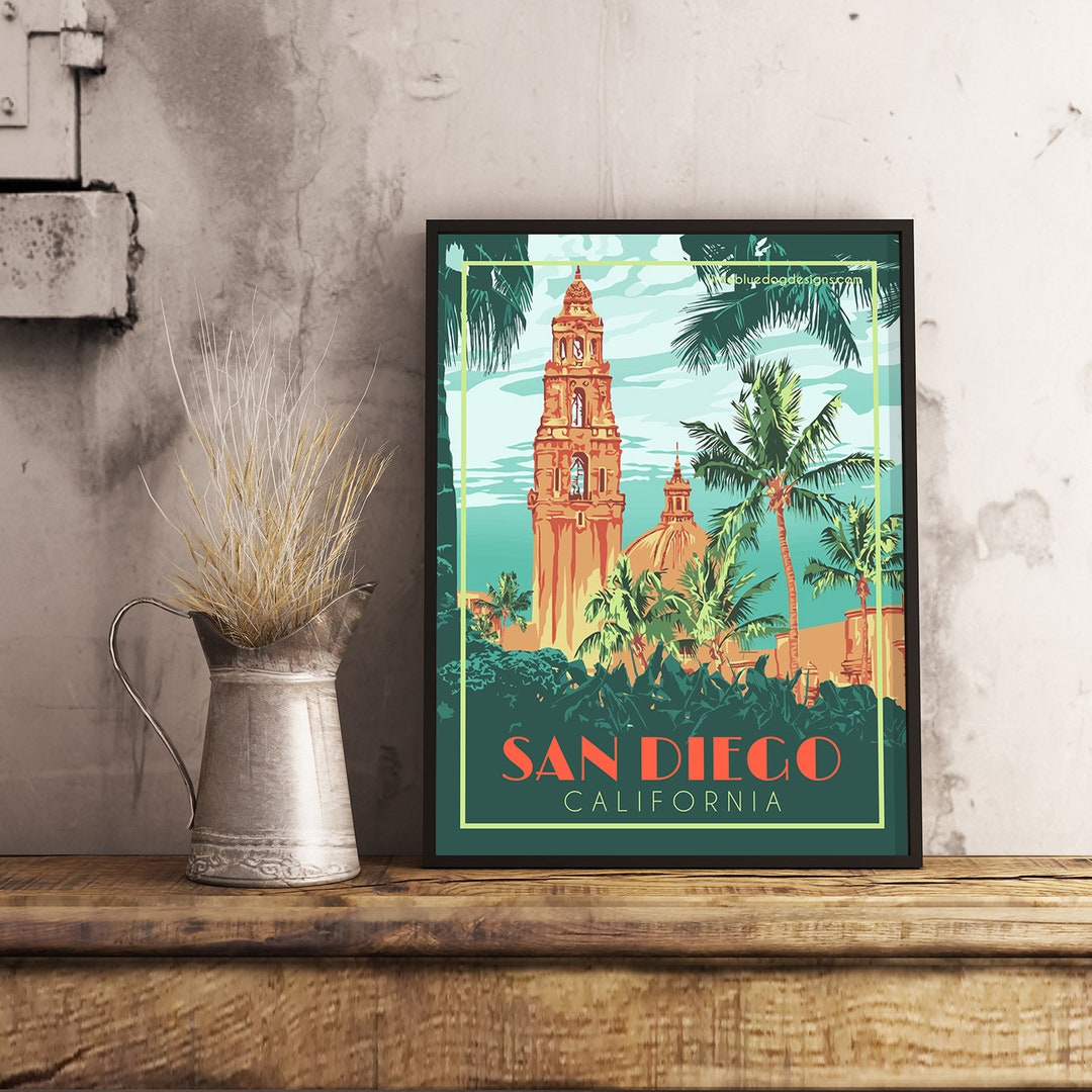 San Diego CA - Vintage Travel Poster - Etsy