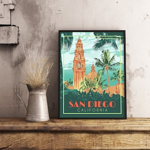 San Diego CA - pôster de viagens vintage