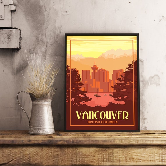 Vancouver BC Vintage Travel Poster Etsy
