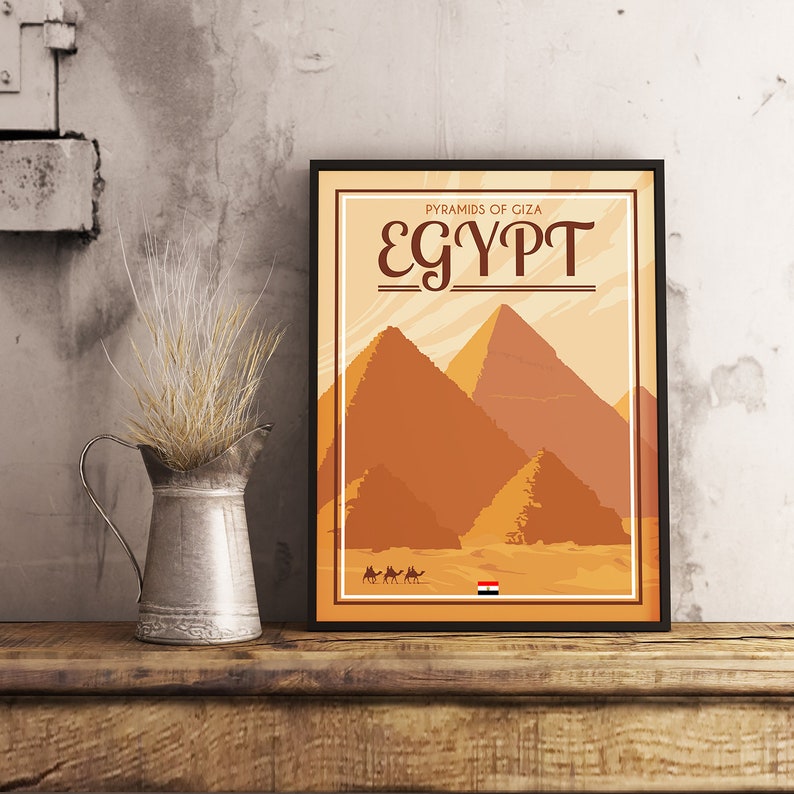 Egypt Pyramids Of Giza Vintage Travel Poster image 1