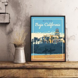 Póster Baja California México - Viagens Vintage