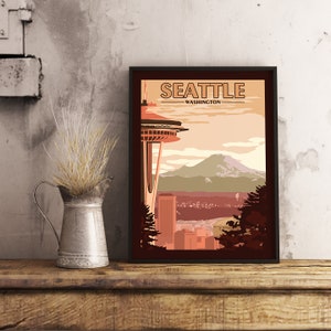 Seattle WA - Poster de voyage vintage