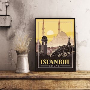 Istanbul Turquie - Poster de voyage vintage