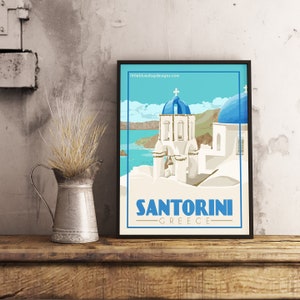 Santorini Grecia - Poster di viaggio vintage