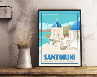 Santorini Greece - Vintage Travel Poster