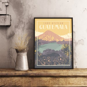 Guatemala Lac Atitlan - Poster de voyage vintage
