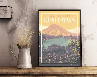 Guatemala Lake Atitlan - Vintage Travel Poster