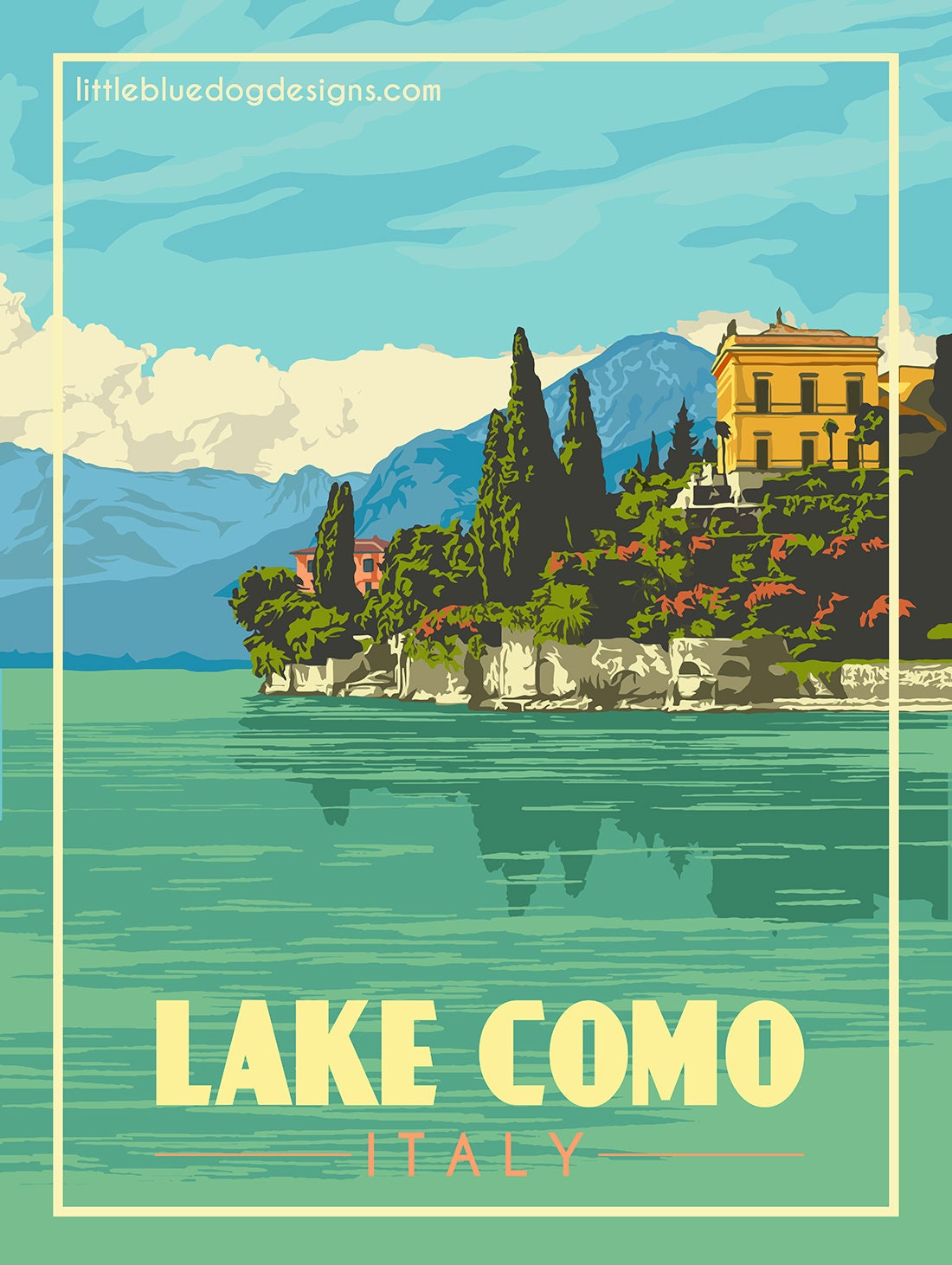 Lake Como Italy Vintage Travel Poster Etsy