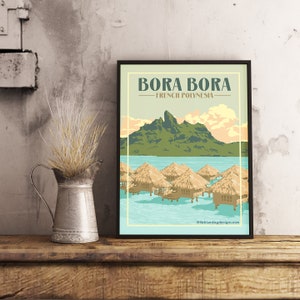 Bora Bora Polinesia francese - Poster di viaggio vintage