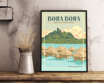 Bora Bora French Polynesia - Vintage Travel Poster