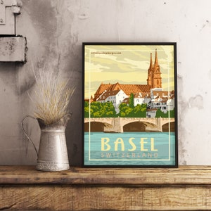 Bâle Suisse - Affiche de voyage vintage