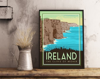 Ireland Cliffs Of Moher - Vintage Travel Poster