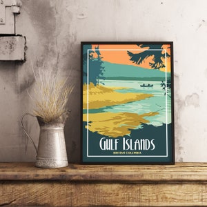 Gulf Islands BC - Poster de voyage vintage