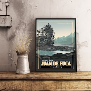 Juan De Fuca Trail BC - Affiche de voyage vintage