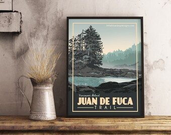 Juan De Fuca Trail BC - Vintage Travel Poster