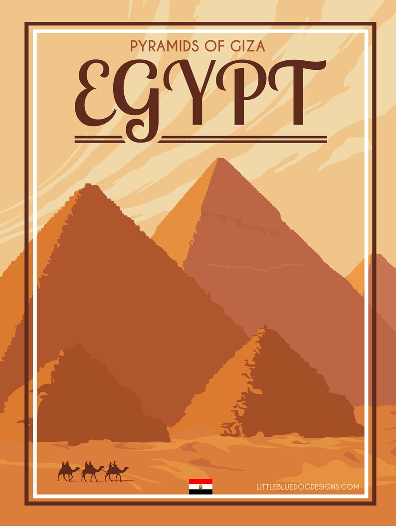 Egypt Pyramids Of Giza Vintage Travel Poster image 2