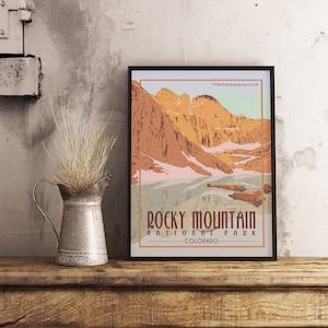 Parque Nacional de las Montañas Rocosas de Colorado - Póster de viaje vintage