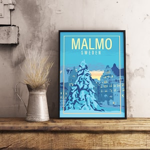 Malmö Suède - Poster de voyage vintage