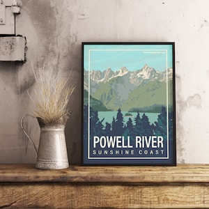 Powell River BC - Poster de voyage vintage