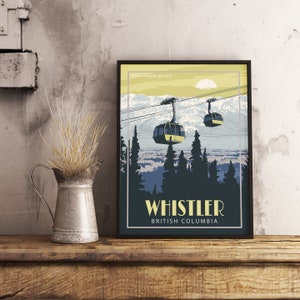 Whistler, Colombie-Britannique, affiche de voyage vintage