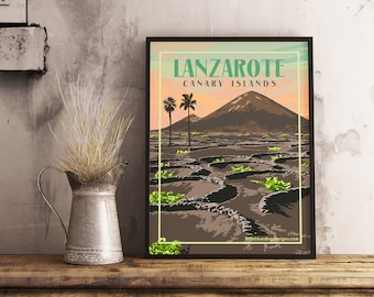 Lanzarote Canary Islands - Vintage Travel Poster