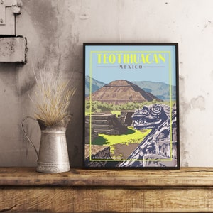 Teotihuacan Mexico - Vintage reisposter