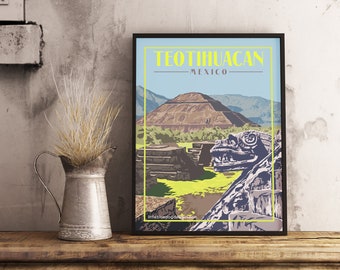 Teotihuacan Mexico - Vintage Travel Poster