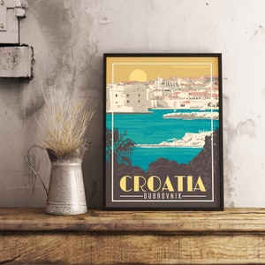 Croatia Dubrovnik - Vintage Travel Poster