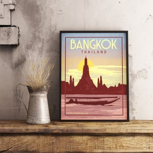 Bangkok Tailândia - pôster de viagens vintage