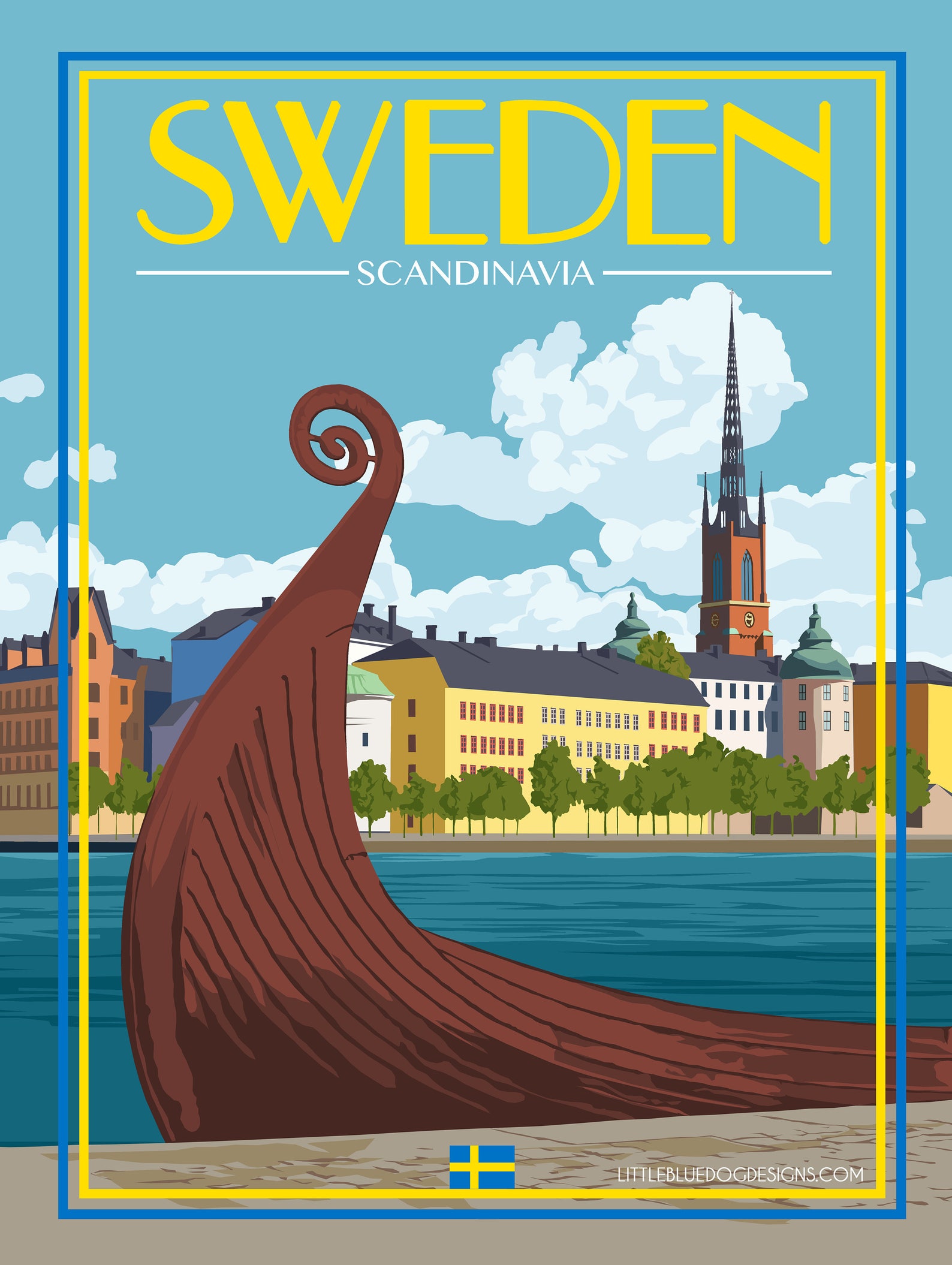 Sweden Stockholm Vintage Travel Poster Etsy