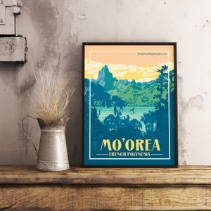 Mo'orea Polinesia francese - Poster di viaggio vintage