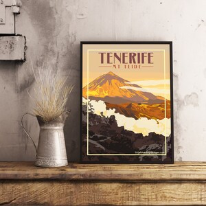 Tenerife Mt Teide - Cartel de viaje vintage