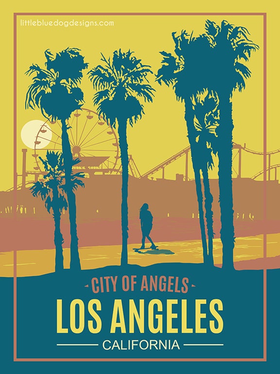 Los Angeles California - Vintage Travel Poster - Etsy 日本