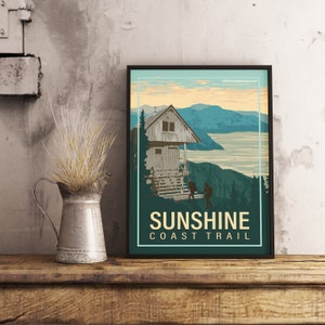 Sunshine Coast Trail BC - Poster de voyage vintage