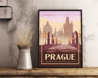 Prague Czech Republic - Vintage Travel Poster