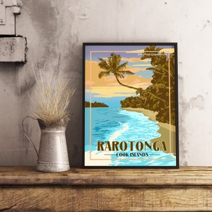 Rarotonga Isole Cook - Poster di viaggio vintage