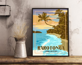 Rarotonga Cook Islands - Vintage Travel Poster