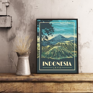 Indonesia Java - Póster de viaje vintage