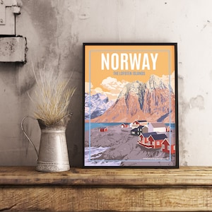 Norvège îles Lofoten - Poster de voyage vintage