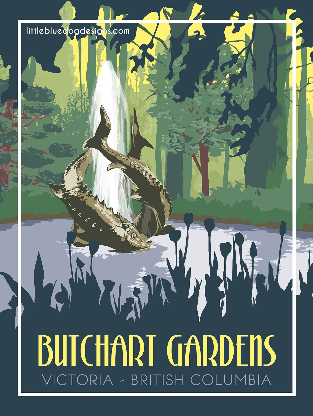 Butchart Gardens Victoria BC Vintage Travel Poster Etsy